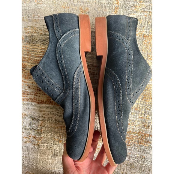 Mens FLORSHEIM Suede Wingtip Shoes Blue Sz 12D - Picture 5 of 12